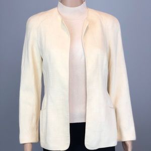 Armani Collezioni off white cotton open blazer